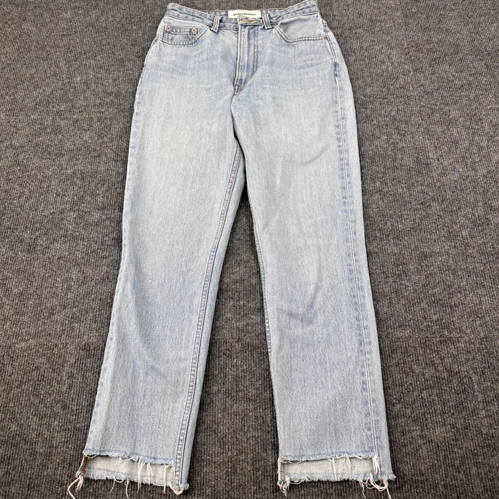 Reformation Jeans Womens 26 High Rise Straight Leg Frayed Light Wash Denim Y2K
